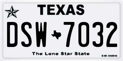 TX license plate DSW7032