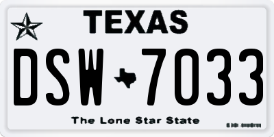 TX license plate DSW7033