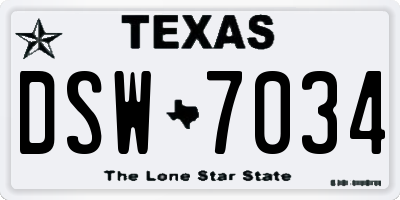 TX license plate DSW7034