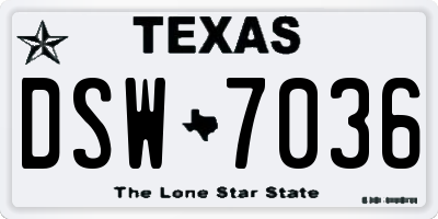 TX license plate DSW7036