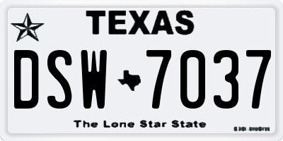 TX license plate DSW7037