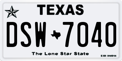 TX license plate DSW7040