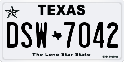 TX license plate DSW7042