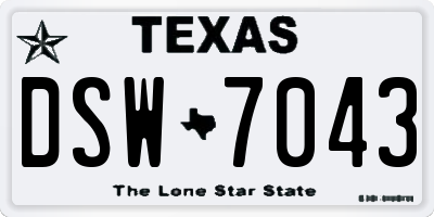 TX license plate DSW7043