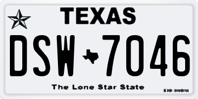 TX license plate DSW7046