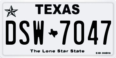 TX license plate DSW7047