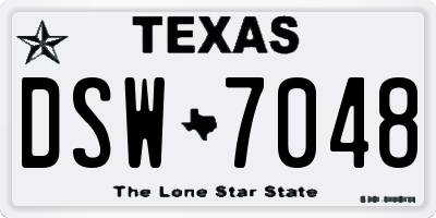 TX license plate DSW7048