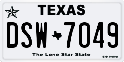 TX license plate DSW7049