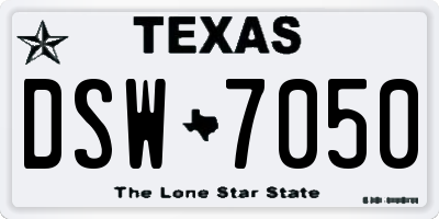 TX license plate DSW7050