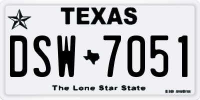 TX license plate DSW7051