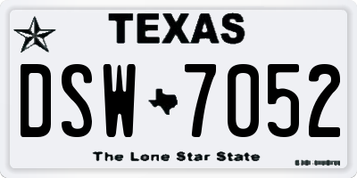 TX license plate DSW7052