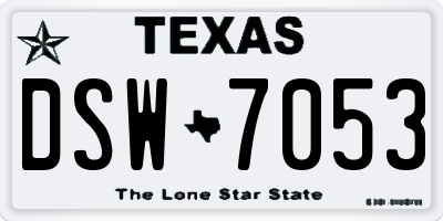 TX license plate DSW7053
