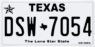 TX license plate DSW7054