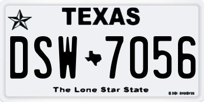 TX license plate DSW7056
