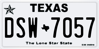 TX license plate DSW7057