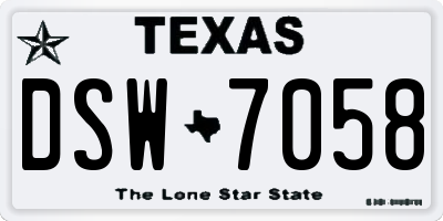 TX license plate DSW7058