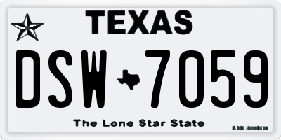 TX license plate DSW7059