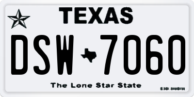 TX license plate DSW7060