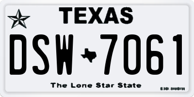 TX license plate DSW7061