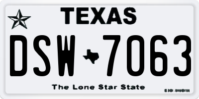 TX license plate DSW7063