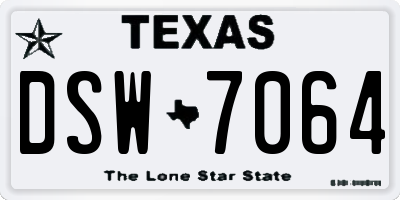 TX license plate DSW7064