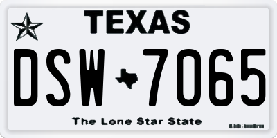TX license plate DSW7065
