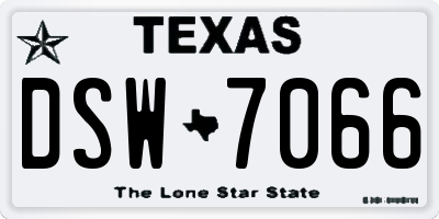 TX license plate DSW7066