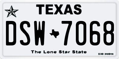 TX license plate DSW7068