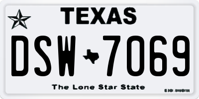 TX license plate DSW7069