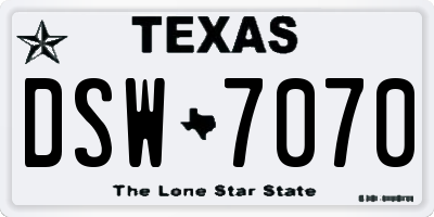 TX license plate DSW7070
