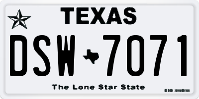 TX license plate DSW7071