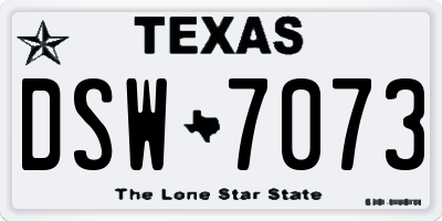 TX license plate DSW7073