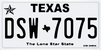 TX license plate DSW7075