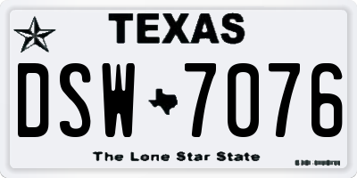 TX license plate DSW7076