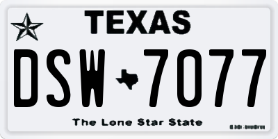 TX license plate DSW7077