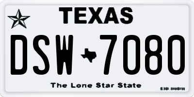 TX license plate DSW7080
