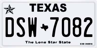 TX license plate DSW7082