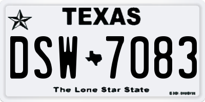 TX license plate DSW7083