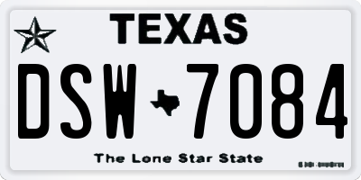 TX license plate DSW7084