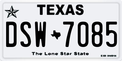 TX license plate DSW7085