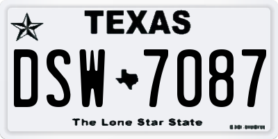 TX license plate DSW7087