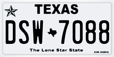 TX license plate DSW7088