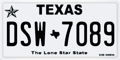 TX license plate DSW7089