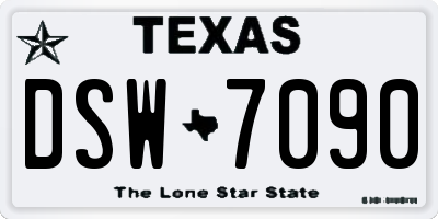 TX license plate DSW7090