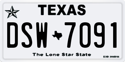 TX license plate DSW7091