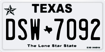 TX license plate DSW7092