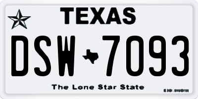 TX license plate DSW7093