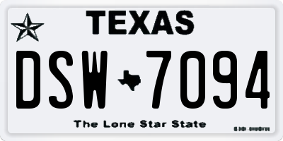 TX license plate DSW7094