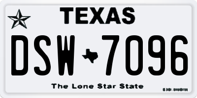 TX license plate DSW7096