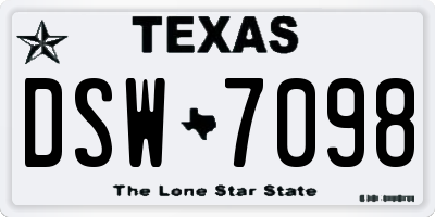 TX license plate DSW7098